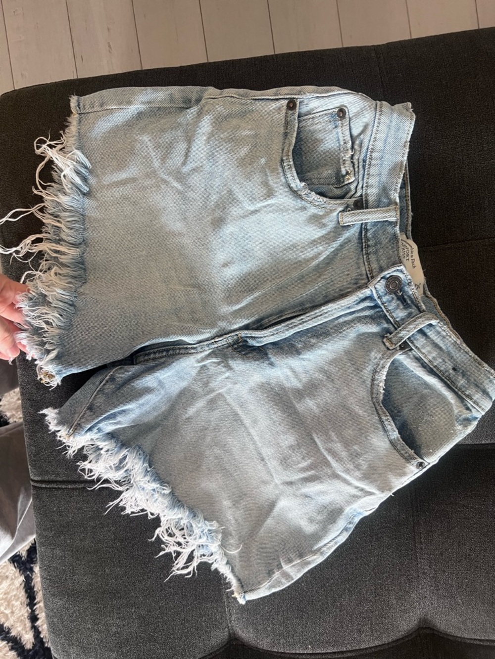 Abercrombie & Fitch Light Blue High-Rise Dad Shorts